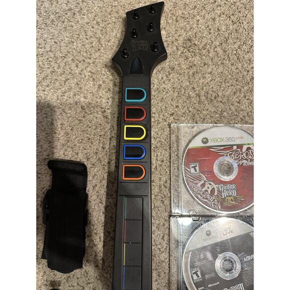 Xbox 360 Guitar Hero World Tour Sunburst Wireless w/ 2 Games Aerosmith GH3 - Picture 5 of 11